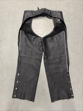 Black Leather Motorcycle Chaps XXL